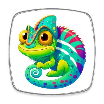 Caméléon - Magnet carré - blanc - Devant