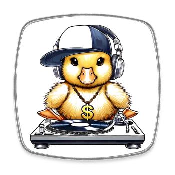 motif de nana cool en tant que DJ avec des écouteurs - Magnet carré - blanc - Devant