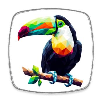 Toucan polygonal - Magnet carré - blanc - Devant