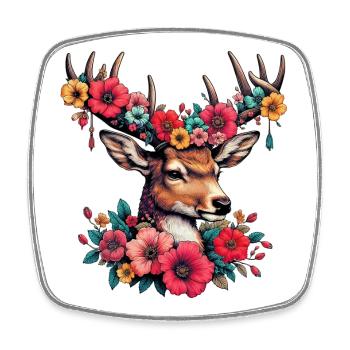 Deer with Flowers - Square fridge magnet - white - Front