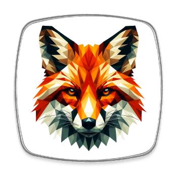 Renard polygonal - Magnet carré - blanc - Devant