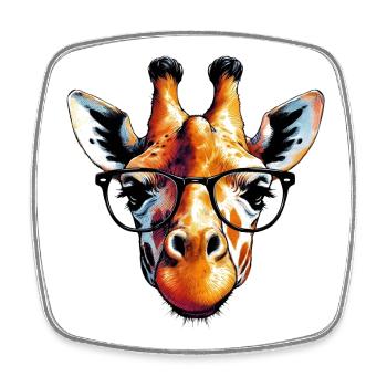 Giraffe mit Brille - Viereckiger Kühlschrankmagnet - Weiß - Vorne