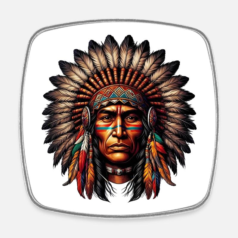 American Indian American - Square fridge magnet - white