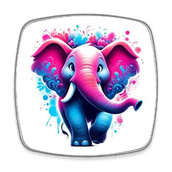 Elephant - Square fridge magnet - white - Front