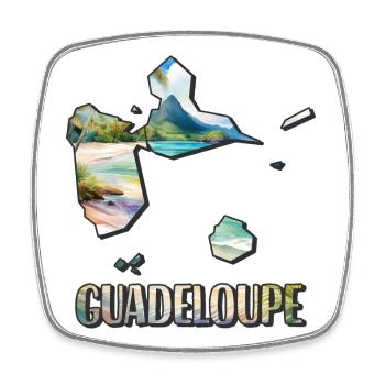 Aquarell Landkarte Guadeloupe - Viereckiger Kühlschrankmagnet - Weiß - Vorne