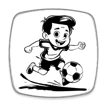 Fußballjunge Cartoon Look - Viereckiger Kühlschrankmagnet - Weiß - Vorne