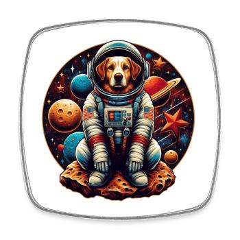 Space Pup Adventure: Astronaut Dog in the Galaxy - Square fridge magnet - white - Front