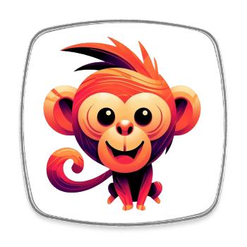 Monkey - Square fridge magnet - white - Front