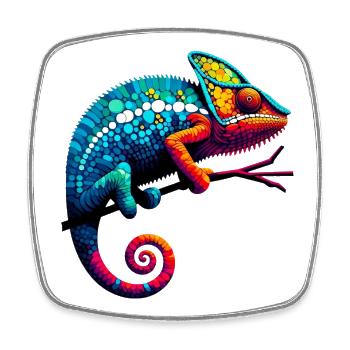 Chameleon - Square fridge magnet - white - Front