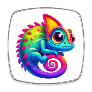 Caméléon - Magnet carré - blanc - Devant