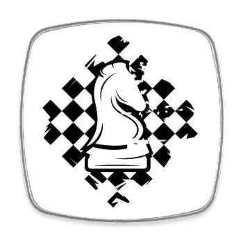 Chess Field Knight Horse Illustration Club Logo - Square fridge magnet - white - Front