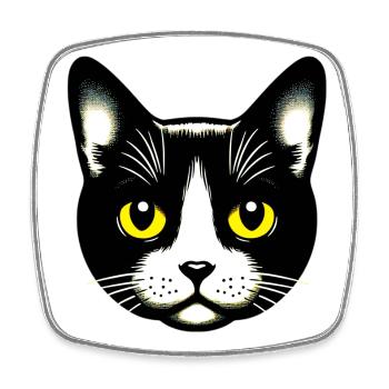 Chat - Magnet carré - blanc - Devant