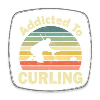 Curling - Magnet carré - blanc - Devant