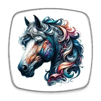 Cheval - Magnet carré - blanc - Devant