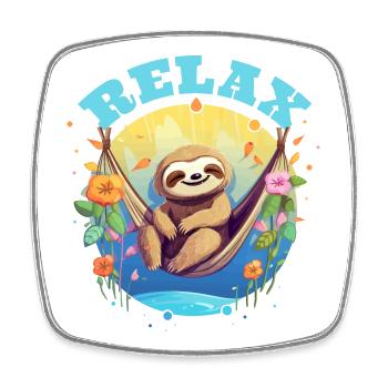 Relax - Entspanntes Faultier Design - witzig - Viereckiger Kühlschrankmagnet - Weiß - Vorne