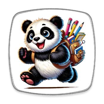 Schulstart mit Panda:Panda für Schulanfänger - Viereckiger Kühlschrankmagnet - Weiß - Vorne
