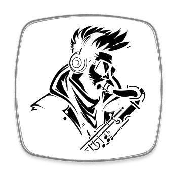 Saxophonist Drawing - Square fridge magnet - white - Front