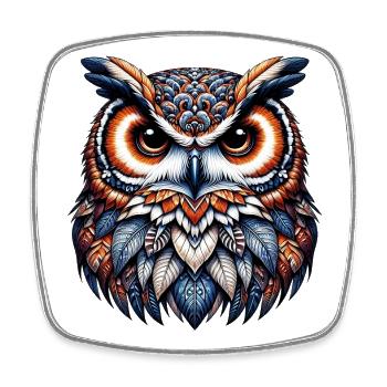 Hibou - Magnet carré - blanc - Devant