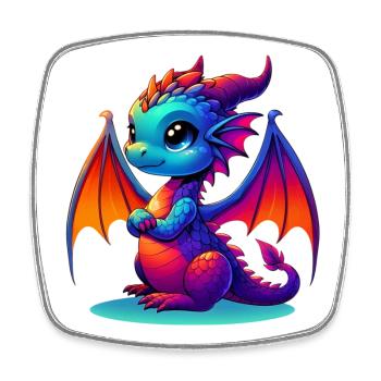 Dragon - Magnet carré - blanc - Devant
