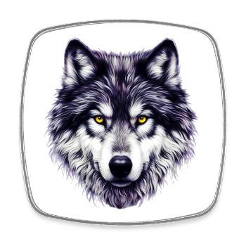 Wolf - Square fridge magnet - white - Front