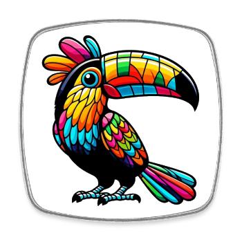 Harlequin toucan - Square fridge magnet - white - Front