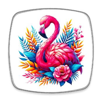 Flamingo - Viereckiger Kühlschrankmagnet - Weiß - Vorne