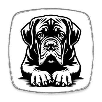Bordeauxdogge Kopf mit Pfoten - Viereckiger Kühlschrankmagnet - Weiß - Vorne