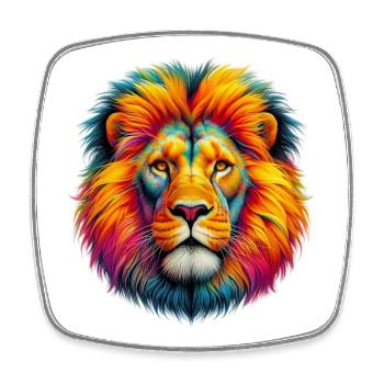 Lion - Magnet carré - blanc - Devant
