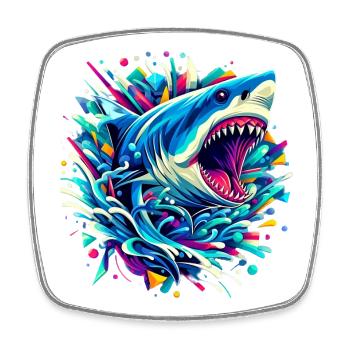 Requin - Magnet carré - blanc - Devant