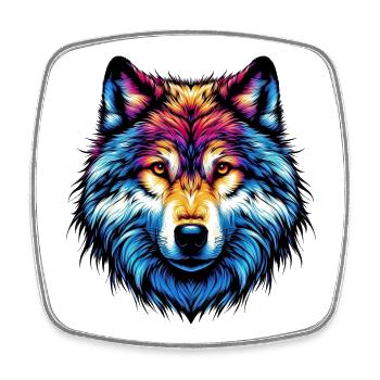 Wolf - Square fridge magnet - white - Front