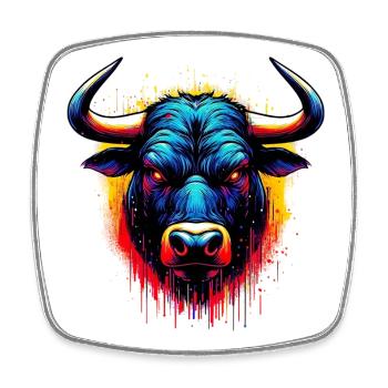Stier - Viereckiger Kühlschrankmagnet - Weiß - Vorne
