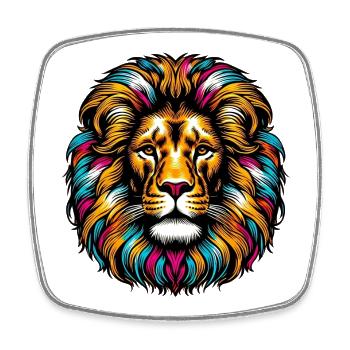Lion - Magnet carré - blanc - Devant