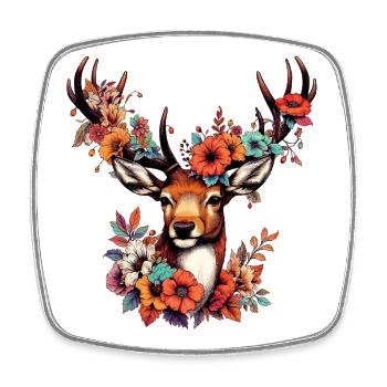 Deer with Flowers - Square fridge magnet - white - Front