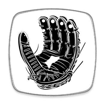 Baseball Handschuh Skizze - Viereckiger Kühlschrankmagnet - Weiß - Vorne
