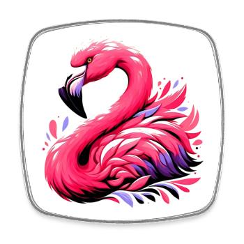 Flamant - Magnet carré - blanc - Devant