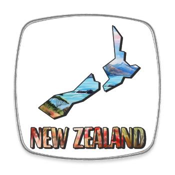 Carte à l’aquarelle de la Nouvelle-Zélande - Magnet carré - blanc - Devant