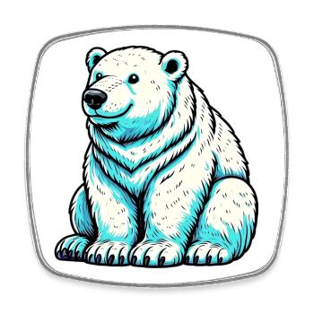 Ours blanc - Magnet carré - blanc - Devant