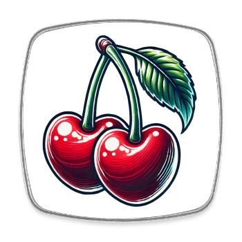 Cherries in the shape of a heart: love in perfect form - Square fridge magnet - white - Front