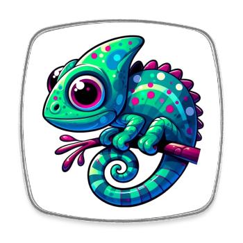 Caméléon - Magnet carré - blanc - Devant