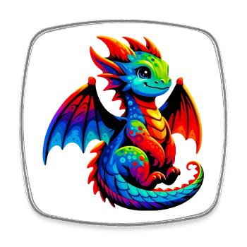 Drache - Viereckiger Kühlschrankmagnet - Weiß - Vorne