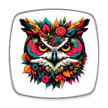 Eule - Viereckiger Kühlschrankmagnet - Weiß - Vorne