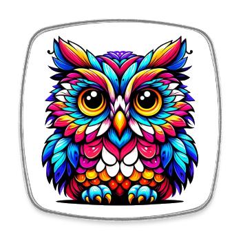 Owl - Square fridge magnet - white - Front