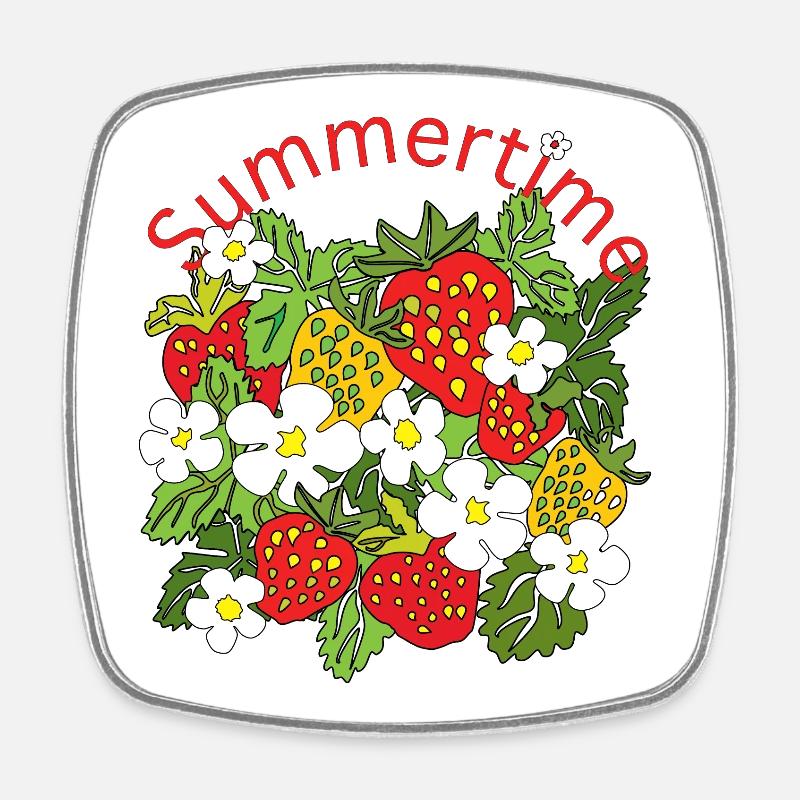 Summer Fruit Pattern Trio - Square fridge magnet - white
