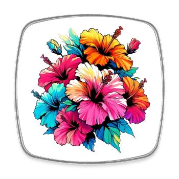 Hibiscus Flowers - Square fridge magnet - white - Front