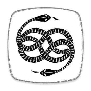 Serpents noirs infinis - Magnet carré - blanc - Devant