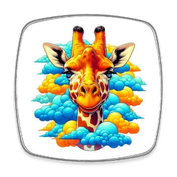 Giraffe with head in cloud clouds - Square fridge magnet - white - Front