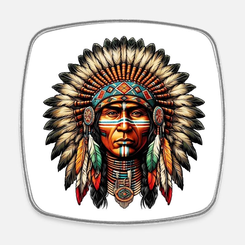 American Indian American - Square fridge magnet - white