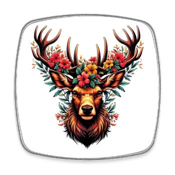 Deer with Flowers - Square fridge magnet - white - Front