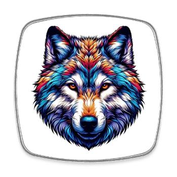 Wolf - Square fridge magnet - white - Front