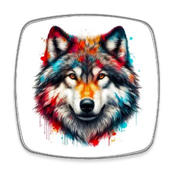 Wolf - Viereckiger Kühlschrankmagnet - Weiß - Vorne